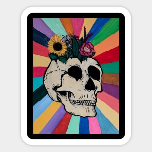 Skull and Flowers Sticker